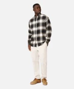 The Woodrow L/s Shirt - Charcoal/Off White