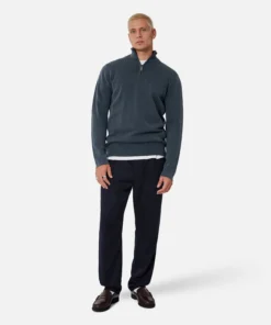 The Lakewood Zip Neck Knit - Indigo