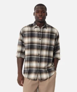 The Pittsfield L/s Shirt - Charcoal/Brown -Gsock Apparel Industrie the pittsfield ls shirt charbrowncombo 9251287 1